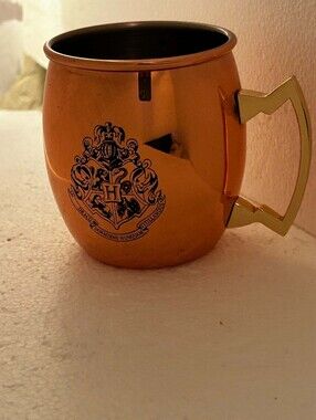 Harry Potter Warner Bros. Orange Metallic Mug with Gold-Tone Handle and Crest